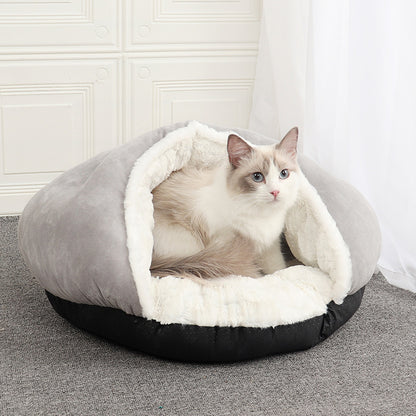 Caseta Cerrada de Peluche para Gatos y Perros Pequeños
