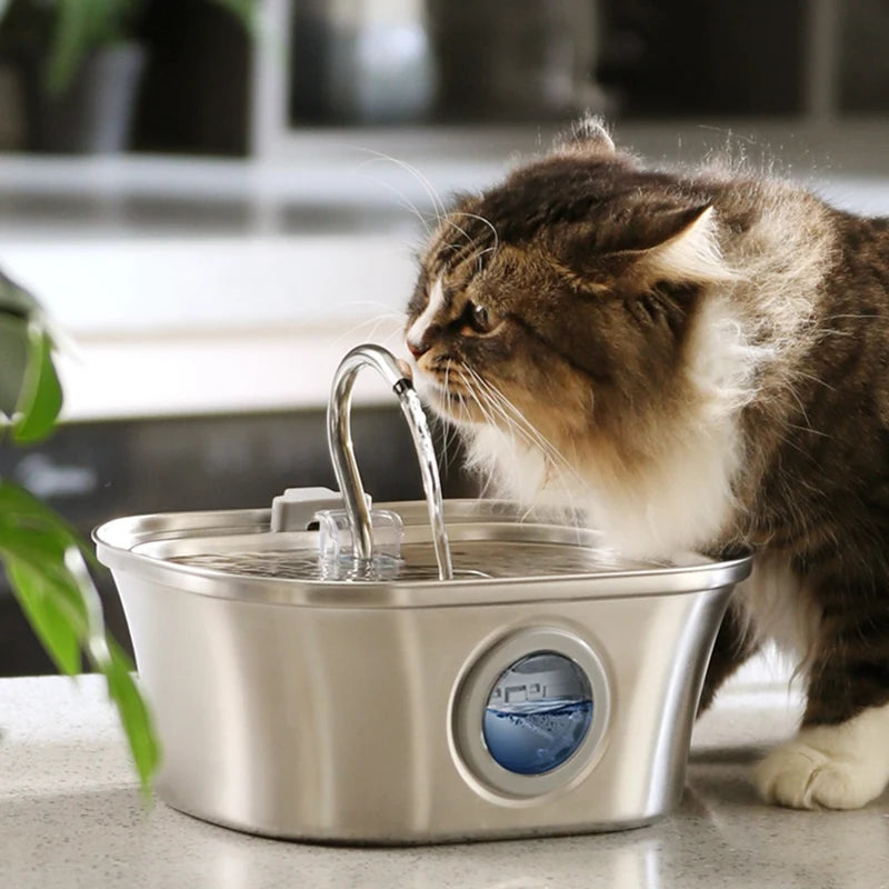 Apto para lavavajillas y libre de BPA, con gato bebiendo del surtidor