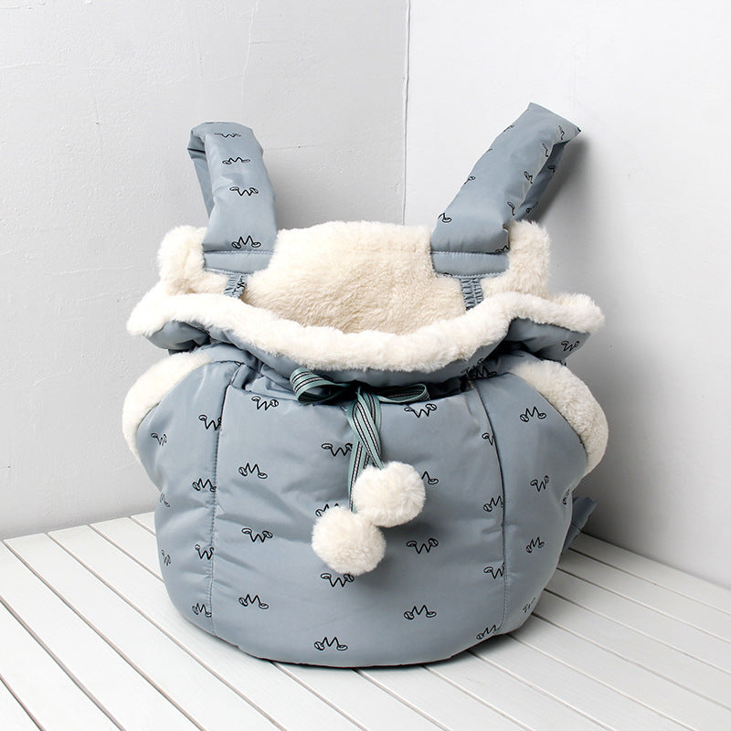Mochila Portadora Frontal Cálida para Mascotas, Gatos y Perros, de Invierno