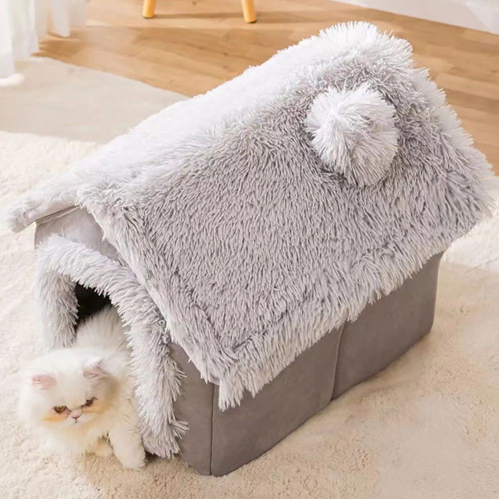 Nido Cálido de Felpa para Gatos y Perros Pequeños