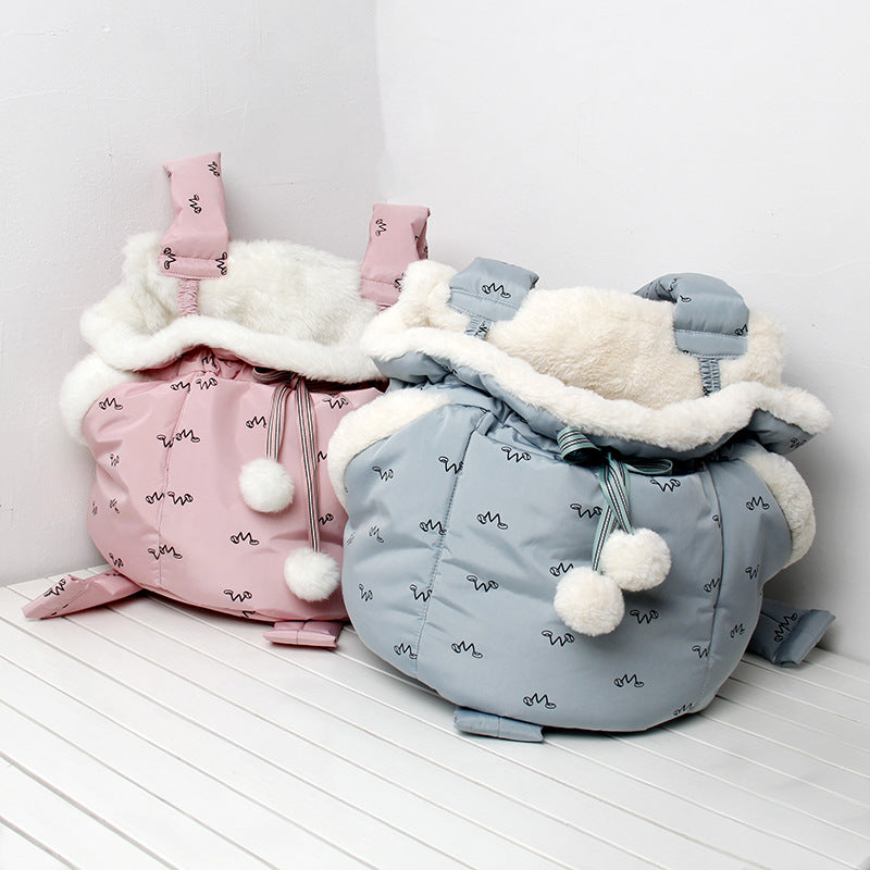 Mochila Portadora Frontal Cálida para Mascotas, Gatos y Perros, de Invierno