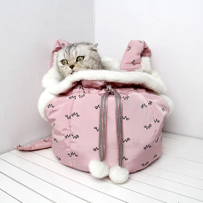 Mochila Portadora Frontal Cálida para Mascotas, Gatos y Perros, de Invierno