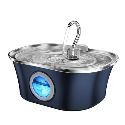 Bebedero automático de 3,2 L en color azul oscuro con ventana iluminada