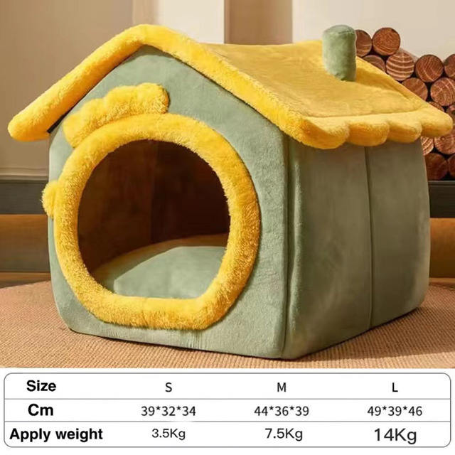 Detalle del nido cálido de felpa para gatos y perros pequeños