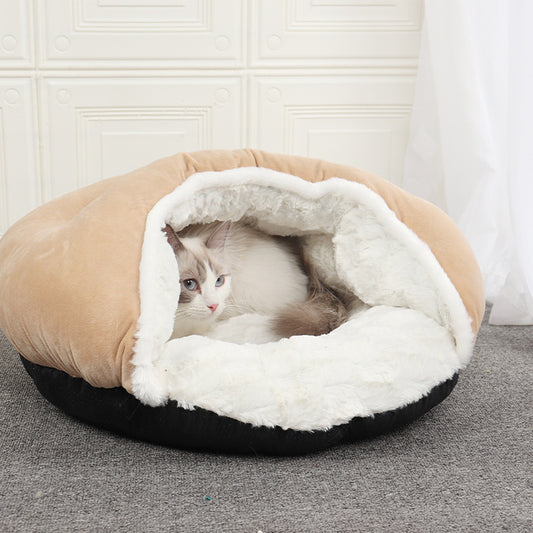 Caseta Cerrada de Peluche para Gatos y Perros Pequeños
