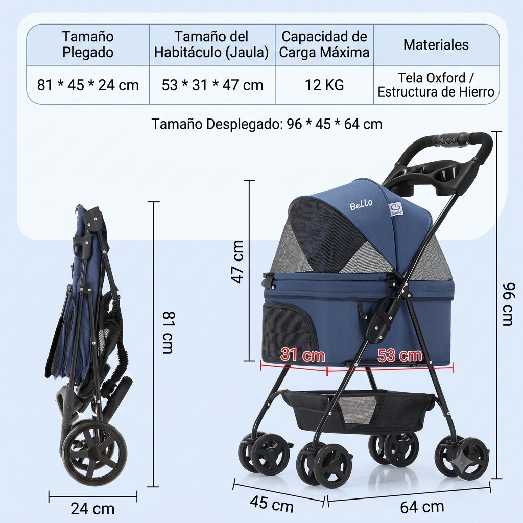 Carrito Plegable para Mascotas – Paseos Cómodos Sin Límites