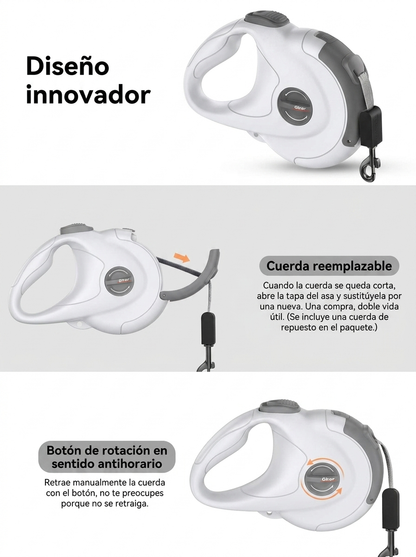Diseño innovador de la correa retráctil reflectante: cuerda reemplazable